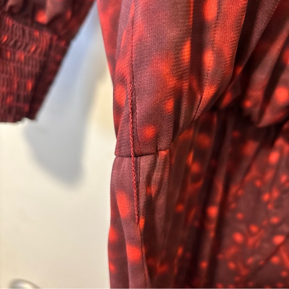 Alice + Olivia Leiby Red 3/4 Sleeves Wide Leg Jumpsuit Pants Size L - Picture 5 of 13